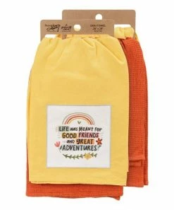 Outlet ⌛ Primitives By Kathy Yellow & Orange 'Good Friends' Dish Towel - Set Of Two 🥰
