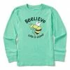 Best Pirce 🔥 Life Is Good® Spearmint Green 'Beelieve' Long-Sleeve Crusher Crewneck Tee - Kids ✨