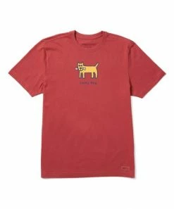 Promo 🤩 Life Is Good® Faded Red 'Lucky 🦮 Dog' Crusher Crewneck Tee - Men ✨