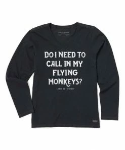 Top 10 😉 Life Is Good® Jet Black 'Flying Monkeys' Crusher Crewneck Tee - 👩 Women 🧨