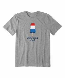 Coupon 🧨 Life Is Good® Heather Gray 'America's Cool' Ice Cream Crusher Crewneck Tee - Men 🌟