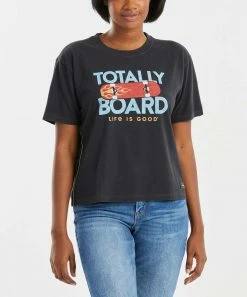 Best deal 🛒 Life Is Good® Jet Black 'Totally Board' Boxy Crusher Crewneck Tee - 👩 Women 🧨