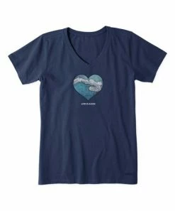 Best deal ✨ Life Is Good® Darkest Blue 'Life Is Good' Heart Crusher V-Neck Tee - 👩 Women ⌛