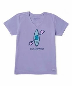Coupon 👍 Life Is Good® Moonstone Purple 'Just Add Water' Kayak Crusher V-Neck Tee - Plus ✔️