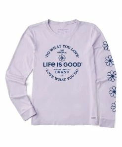 Flash Sale 🎁 Life Is Good® Lilac Purple 'Love' Daisy Long-Sleeve Crusher Crewneck Tee - 👩 Women ⭐