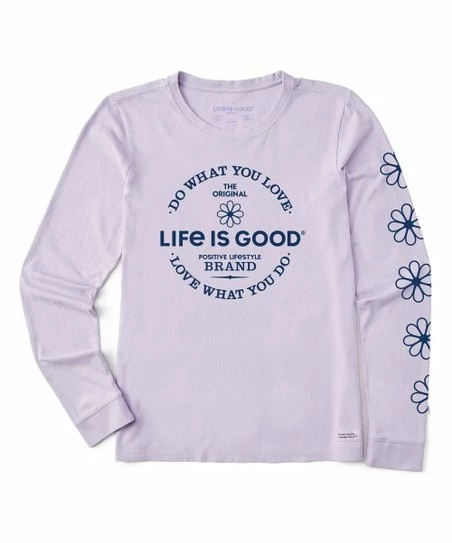 Flash Sale 🎁 Life Is Good® Lilac Purple 'Love' Daisy Long-Sleeve Crusher Crewneck Tee - 👩 Women ⭐ 1 Flash Sale 🎁 Life Is Good® Lilac Purple 'Love' Daisy Long-Sleeve Crusher Crewneck Tee - 👩 Women ⭐