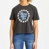 Coupon 🔥 Life Is Good® Jet Black 'Today Is A Good Day' Logo Crop Tee - 👩 Women 👏