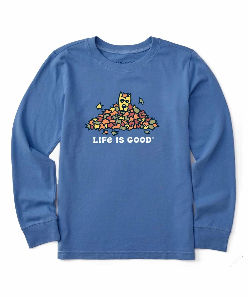 Discount 🛒 Life Is Good® Vintage Blue Rocket Leaf Pile Long-Sleeve Tee - Kids 🤩 1 Discount 🛒 Life Is Good® Vintage Blue Rocket Leaf Pile Long-Sleeve Tee - Kids 🤩