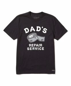 Deals 🌟 Life Is Good® Jet Black Duct Tape 'Dad's Repair Service' Logo Crewneck Tee - Men 🥰