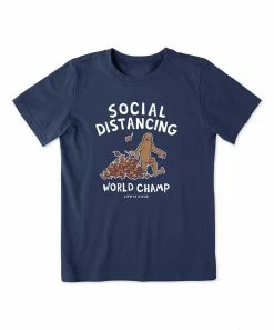 Best deal ✨ Life Is Good® Darkest Blue Bigfoot 'Social-Distancing' Logo Crewneck Tee - Kids ✨