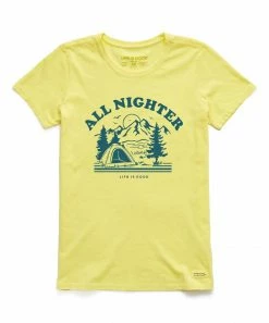 Cheapest 🛒 Life Is Good® Lemon Yellow 'All-Nighter' Logo Crewneck Tee - 👩 Women 🤩