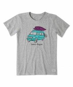 Cheap 🛒 Life Is Good® Heather Gray 'Search Engine' Logo Crewneck Tee - 👩 Women & Plus 💯