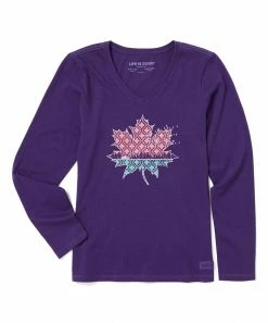 Flash Sale 👍 Life Is Good® Deep Purple Leaf Fall Scene Long-Sleeve Crewneck Tee - 👩 Women & Plus 👏