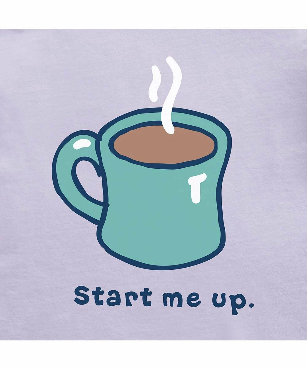 Outlet 👍 Life Is Good® Lilac Purple 'Start Me Up' Coffee Crewneck Tee - 👩 Women & Plus 🛒 2 Outlet 👍 Life Is Good® Lilac Purple 'Start Me Up' Coffee Crewneck Tee - 👩 Women & Plus 🛒 - Image 2