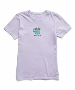 Outlet 👍 Life Is Good® Lilac Purple 'Start Me Up' Coffee Crewneck Tee - 👩 Women & Plus 🛒