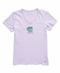 Best Pirce 😀 Life Is Good® Lilac Purple 'Start Me Up' Coffee Crusher V-Neck Tee - 👩 Women ❤️
