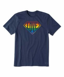 Top 10 😉 Life Is Good® Darkest Blue 'Love' Shield Logo Crewneck Tee - Men ❤️