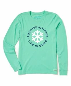 Hot Sale 💯 Life Is Good® Spearmint Green 'Positive Altitude' Crusher Crewneck Tee - 👩 Women ⌛
