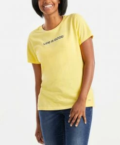 Hot Sale 🛒 Life Is Good® Happy Yellow 'Lake It Slow' Logo Crewneck Tee - 👩 Women 🌟 -Life Is Good®-shop zu103988358 alt 2 tm1647976183