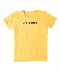Hot Sale 🛒 Life Is Good® Happy Yellow 'Lake It Slow' Logo Crewneck Tee - 👩 Women 🌟 -Life Is Good®-shop zu103988358 alt 4 tm1647976183
