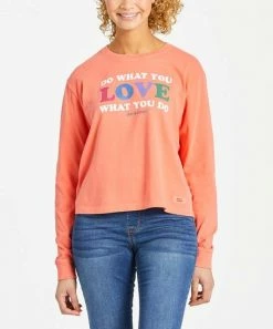 Outlet 🎉 Life Is Good® Mango Orange 'Do What You Love' Boxy Long-Sleeve Tee - 👩 Women 🛒