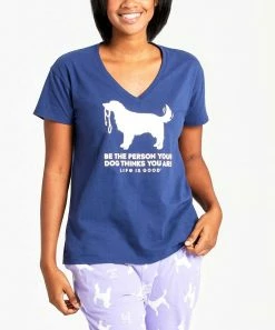New 😉 Life Is Good® Darkest Blue 'Be The Person' V-Neck Pajama Top - 👩 Women 😉 -Life Is Good®-shop zu103988663 alt 2 tm1647976514
