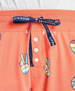 Buy ✨ Life Is Good® Mango Orange Peace Sign Pajama Pants - 👩 Women 😀 -Life Is Good®-shop zu103988870 alt 2 tm1647976514