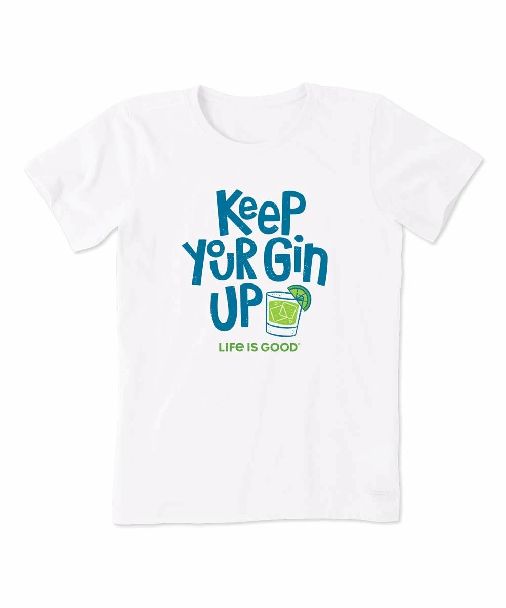 Cheap 🥰 Life Is Good® Cloud White 'Keep Your Gin Up' Logo Crewneck Tee - 👩 Women & Plus 🔔 1 Cheap 🥰 Life Is Good® Cloud White 'Keep Your Gin Up' Logo Crewneck Tee - 👩 Women & Plus 🔔