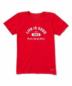 Budget 😉 Life Is Good® Red 'Positive Lifestyle Brand' Logo Crewneck Tee - 👩 Women & Plus 🔔