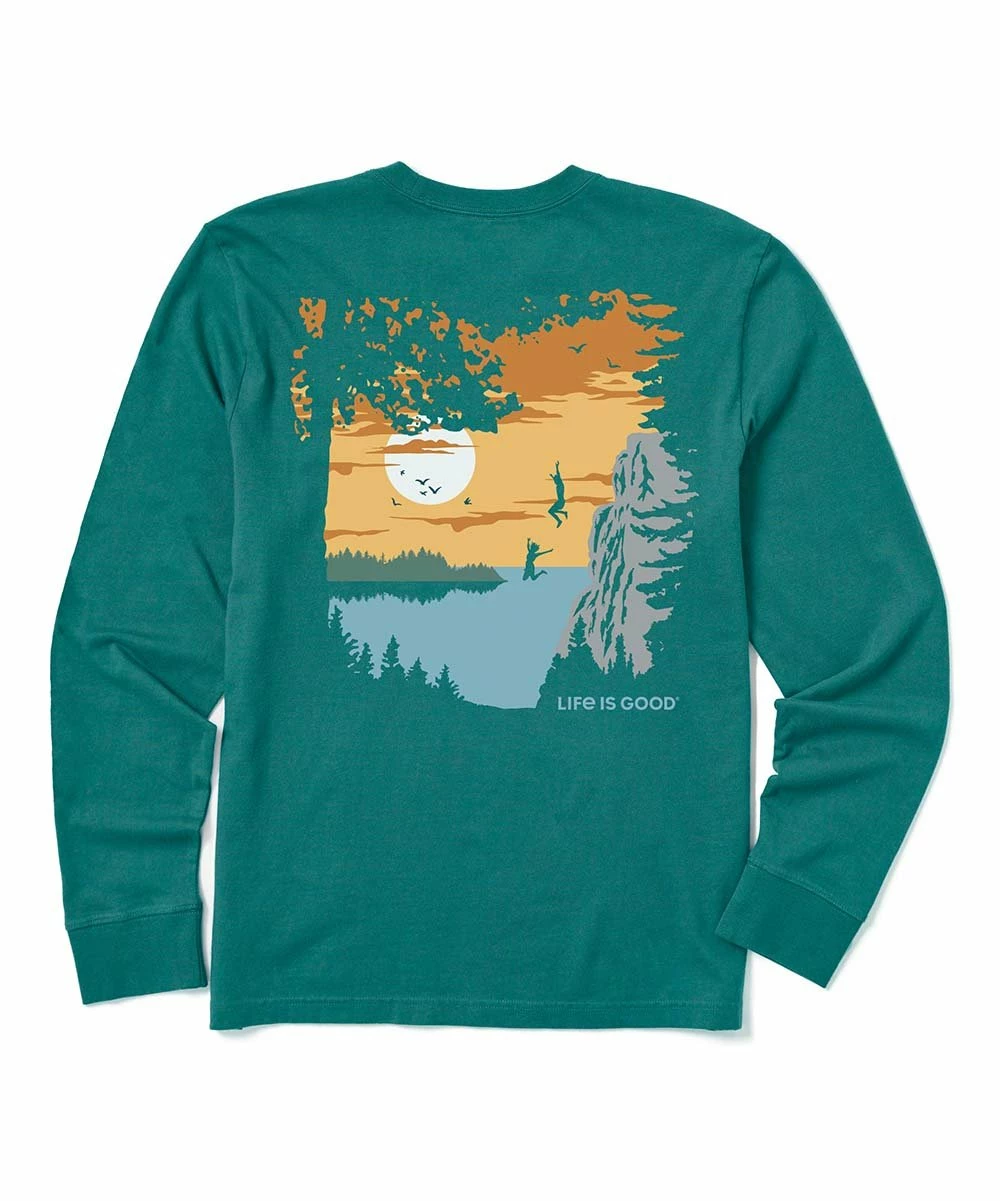 New 🔥 Life Is Good® Spruce Green Cliff Jump Long-Sleeve Tee - Men & Big ⌛ 3 New 🔥 Life Is Good® Spruce Green Cliff Jump Long-Sleeve Tee - Men & Big ⌛ - Image 3