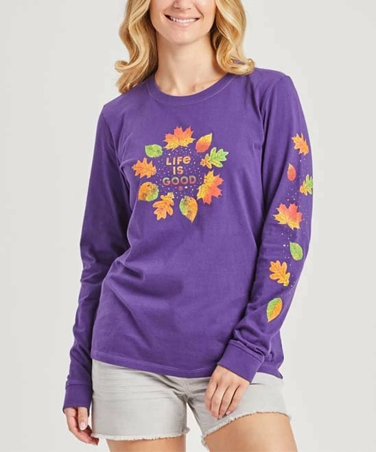 Deals 🧨 Life Is Good® Deep Purple Autumn Circle Long-Sleeve Crewneck Tee - 👩 Women 😀 1 Deals 🧨 Life Is Good® Deep Purple Autumn Circle Long-Sleeve Crewneck Tee - 👩 Women 😀