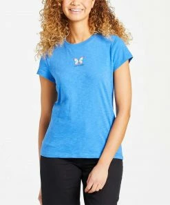 Discount 🔔 Life Is Good® Royal Blue Butterfly Logo Crewneck Tee - 👩 Women & Plus 🛒