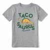 Outlet 👏 Life Is Good® Heather Gray 'Tacosaurus' Logo Crewneck Tee - Boys 😀