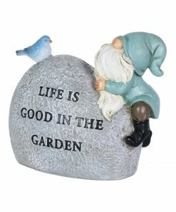Promo 🌟 Exhart Teal 'Life Is Good' Solar Gnome Garden Stone 😀 -Life Is Good®-shop zu104843744 alt 2 tm1650116633