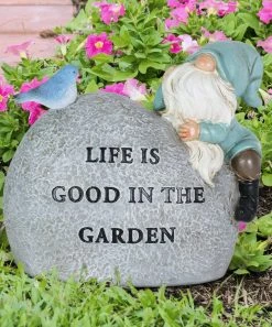 Promo 🌟 Exhart Teal 'Life Is Good' Solar Gnome Garden Stone 😀 -Life Is Good®-shop zu104843744 alt 3 tm1650116633