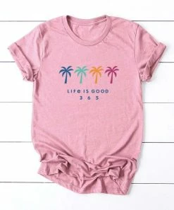 Hot Sale ⭐ SC Pink Palm Tree 'Life Is Good 365' Tee - 👩 Women ❤️