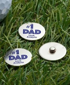 Best Sale ⌛ Personalized Planet Silvertone & Blue '#1 Dad' Personalized Golf Ball Marker Set 👏