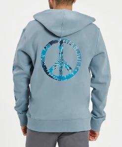 Hot Sale 👏 Life Is Good® Smoky Blue Tie-Dye Peace Zip-Up Hoodie - Men 🌟