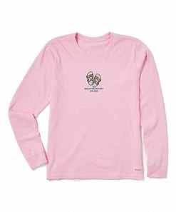 Best reviews of 👍 Life Is Good® Happy Pink 'Not All Who Wander' 🩴 Sandals Long-Sleeve Tee - 👩 Women 😍