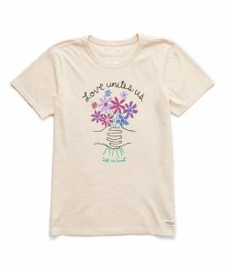 Best deal 👏 Life Is Good® Putty White 'Love Unites Us' Crusher Crewneck Tee - 👩 Women ✨