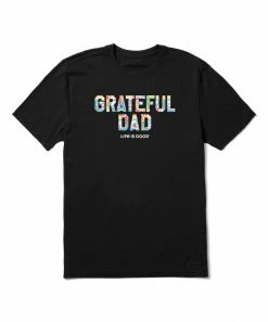 Hot Sale 👏 Life Is Good® Jet Black 'Grateful Dad' Tie-Dye Crusher Crewneck Tee - Men 🎉
