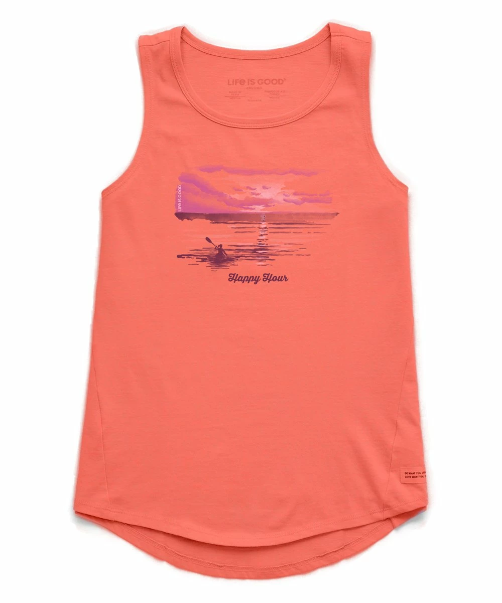 Hot Sale 🔔 Life Is Good® Mango Orange 'Happy Hour' Sunset Kayak Hi-Low Tank - 👩 Women & Plus 👏 1 Hot Sale 🔔 Life Is Good® Mango Orange 'Happy Hour' Sunset Kayak Hi-Low Tank - 👩 Women & Plus 👏