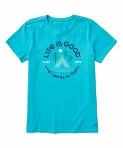 Cheapest ❤️ Life Is Good® Island Blue 'Life Can Be In Tents' Crusher-Lite Crewneck Tee - Plus ⌛