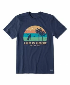 Outlet ⭐ Life Is Good® Darkest Blue 'Let It Fly' Beach Crusher Crewneck Tee - Men 😀
