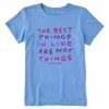 Hot Sale 🤩 Life Is Good® Cornflower Blue 'The Best Things' Crusher Crewneck Tee - 👩 Women & Plus 🛒