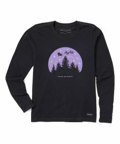 Discount 🤩 Life Is Good® Jet Black 'Peace On Earth' Mandala Crusher Long-Sleeve Tee - 👩 Women ⭐