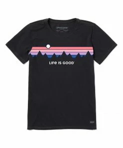 Brand new 🌟 Life Is Good® Jet Black 'Life Is Good' Retro Mountain Crusher Crewneck Tee - 👩 Women 🛒