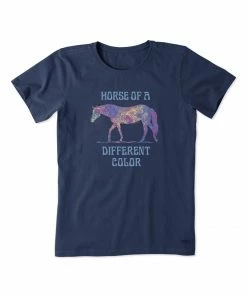 Hot Sale 🛒 Life Is Good® Darkest Blue 'Horse Of A Different Color' Crusher Crewneck Tee - 👩 Women 🥰