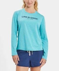 Best deal 👍 Life Is Good® Island Blue Cationic Active 'Est 1994' Long-Sleeve Crewneck Tee - 👩 Women 💯