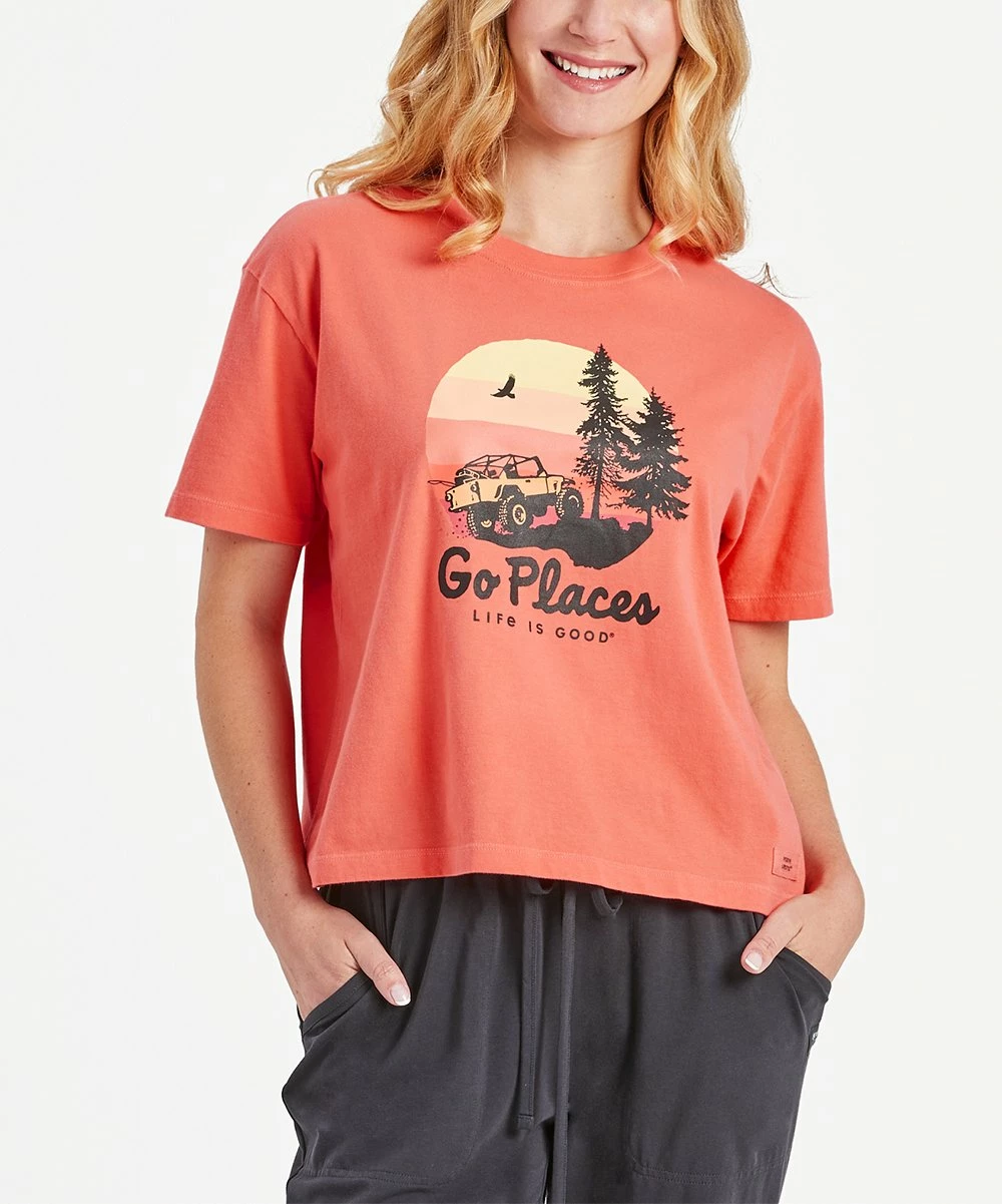Brand new 🤩 Life Is Good® Mango Orange 'Go Places' Short-Sleeve Boxy Tee - 👩 Women 💯 1 Brand new 🤩 Life Is Good® Mango Orange 'Go Places' Short-Sleeve Boxy Tee - 👩 Women 💯